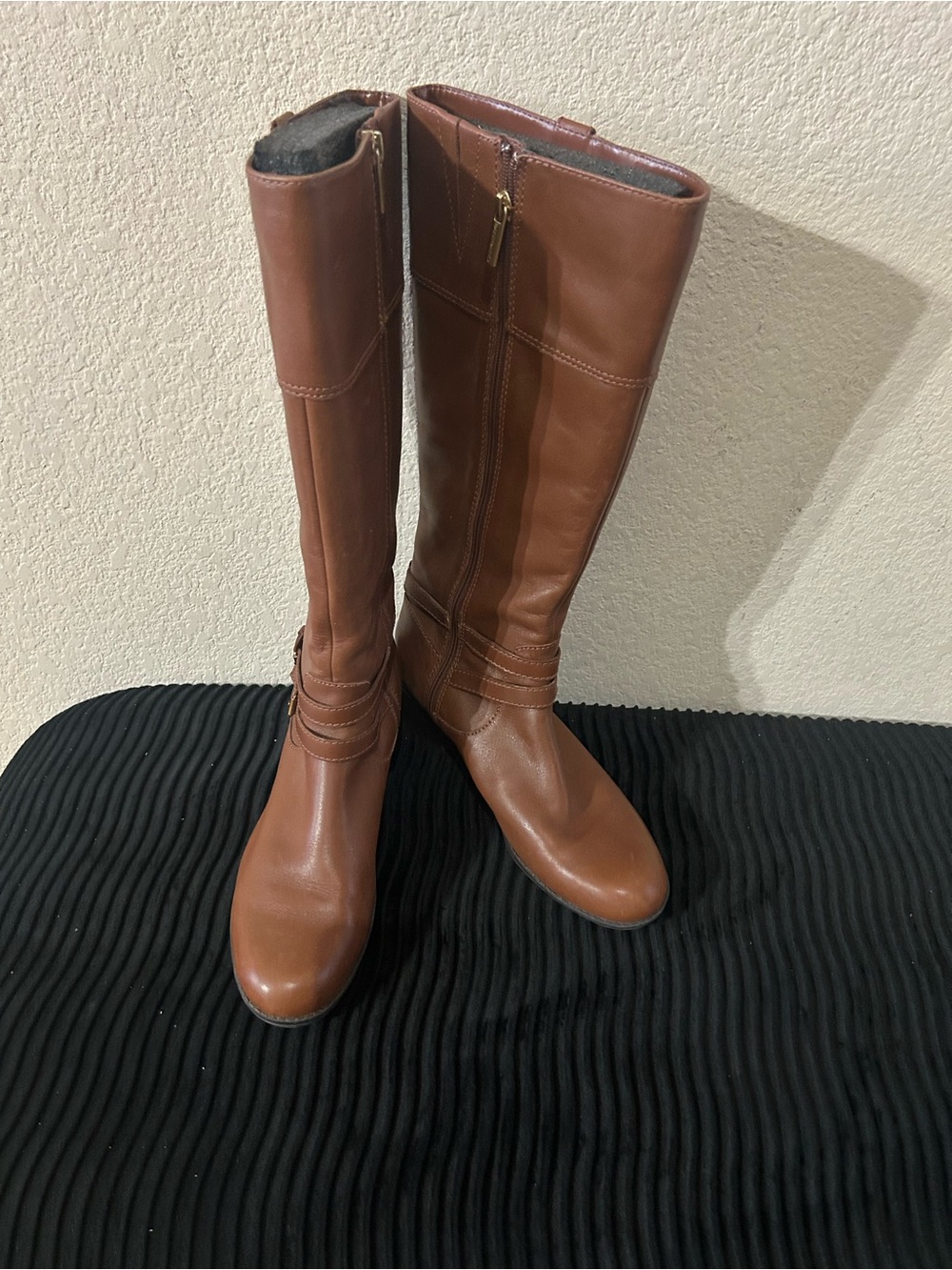 Bandolino Cognac Leather Women's Riding Boots